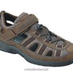 גברים סנדלים Orthofeet רצועת עקב צלולים 444FP125 חום