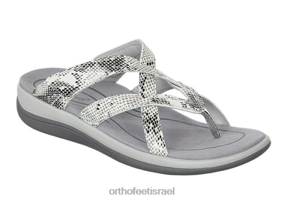 d7a0d7a9d799d79d_d7a1d7a0d793d79cd799d79d_orthofeet_d7a7d79cd799d790d795_444fp28_d7a0d797d7a9_d79cd791d79f.jpg נשים סנדלים Orthofeet קליאו 444FP28 נחש לבן - Image 1