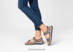 נשים סנדלים Orthofeet רצועה דו כיוונית של malibu 444FP17 נֶתֶך בְּדִיל וְעוֹפֶרֶת - Image 2