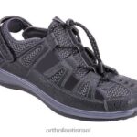 נשים סנדלים Orthofeet רצועת עקב ורונה 444FP37 שָׁחוֹר