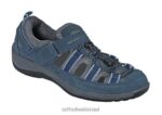 נשים סנדלים Orthofeet רצועת עקב נאפולי 444FP35 כְּחוֹל