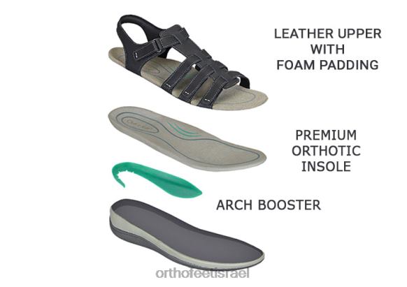 נשים סנדלים Orthofeet אמלפי 444FP10 שָׁחוֹר