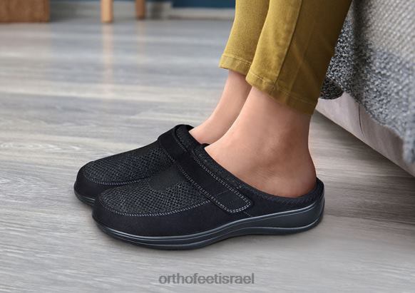 נשים נעלי בית Orthofeet סריג למתוח לואיז 444FP117 שָׁחוֹר