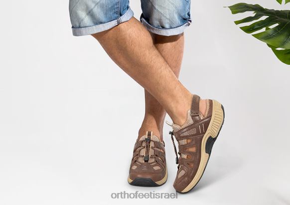 גברים סנדלים Orthofeet רצועת עקב אלפיני 444FP124 חום