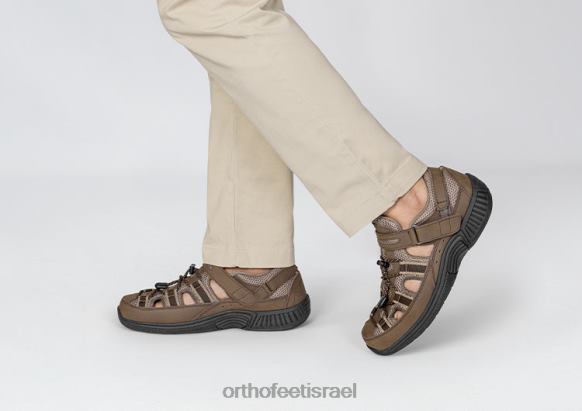 גברים סנדלים Orthofeet רצועת עקב צלולים 444FP125 חום