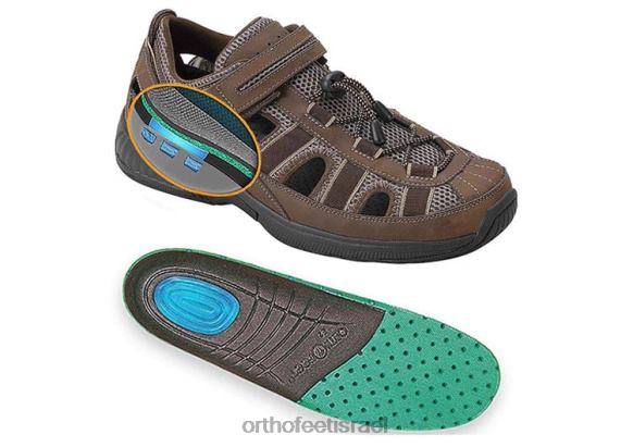 גברים סנדלים Orthofeet רצועת עקב צלולים 444FP125 חום