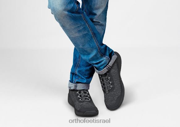 גברים נעלי ספורט Orthofeet לבה ללא עניבה 444FP129 שָׁחוֹר