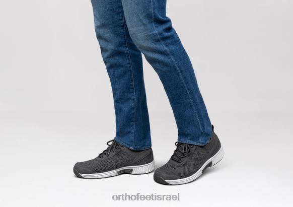 גברים נעלי ספורט Orthofeet סריג מתיחה לבה 444FP130 אפור כהה