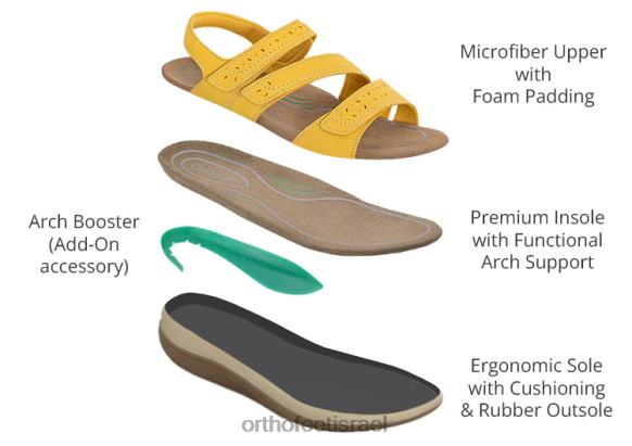 נשים סנדלים Orthofeet רצועת נקסוס דו כיוונית 444FP13 צהוב