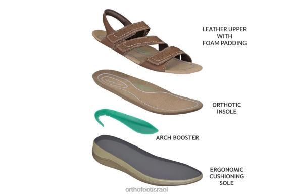 נשים סנדלים Orthofeet רצועת נקסוס דו כיוונית 444FP14 חום