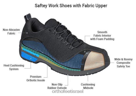 גברים נעלי ספורט Orthofeet נעלי עבודה מקובלט 444FP162 שָׁחוֹר