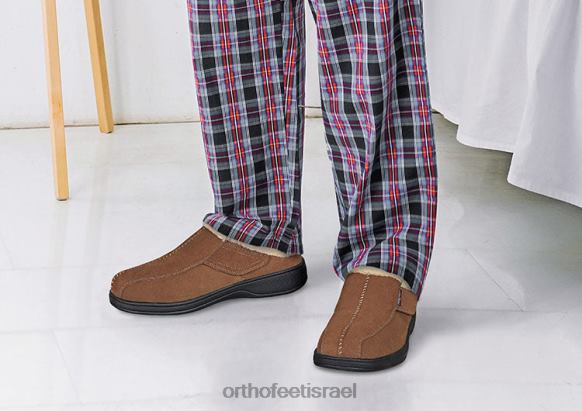 גברים נעלי בית Orthofeet אשוויל 444FP179 חום