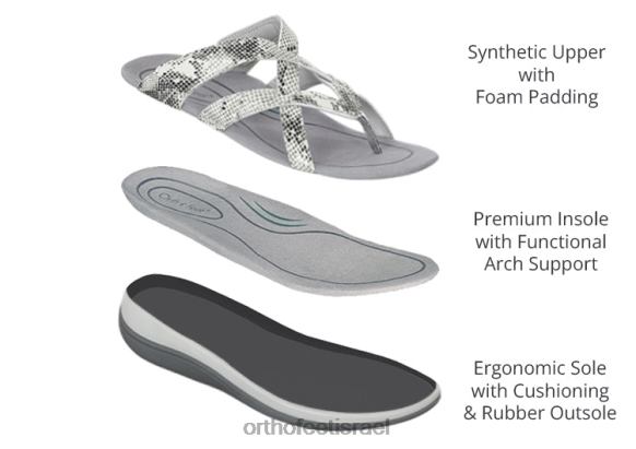 נשים סנדלים Orthofeet קליאו 444FP28 נחש לבן