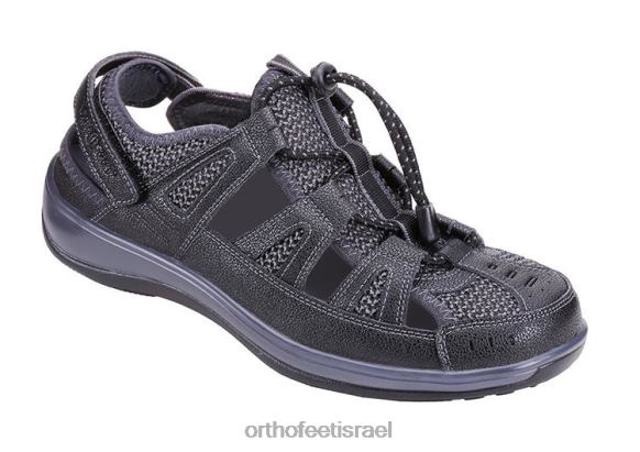 נשים סנדלים Orthofeet רצועת עקב ורונה 444FP37 שָׁחוֹר