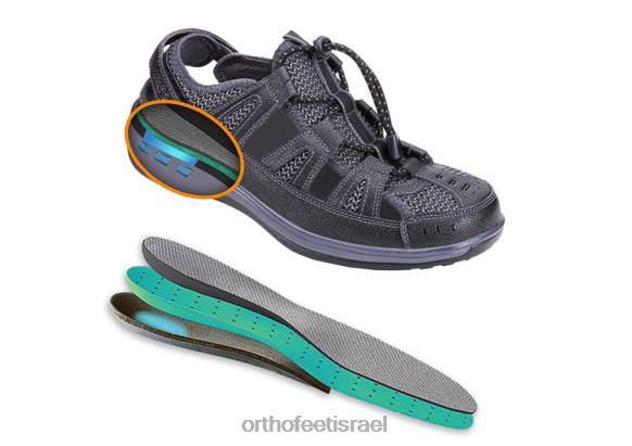 נשים סנדלים Orthofeet רצועת עקב ורונה 444FP37 שָׁחוֹר