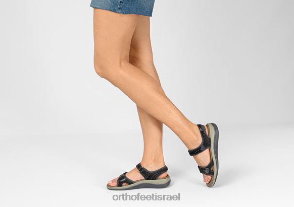 נשים סנדלים Orthofeet רצועה דו כיוונית של malibu 444FP16 שָׁחוֹר