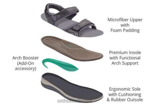 נשים סנדלים Orthofeet רצועה דו כיוונית של malibu 444FP16 שָׁחוֹר