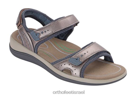 נשים סנדלים Orthofeet רצועה דו כיוונית של malibu 444FP17 נֶתֶך בְּדִיל וְעוֹפֶרֶת