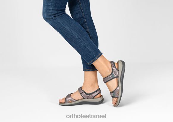 נשים סנדלים Orthofeet רצועה דו כיוונית של malibu 444FP17 נֶתֶך בְּדִיל וְעוֹפֶרֶת