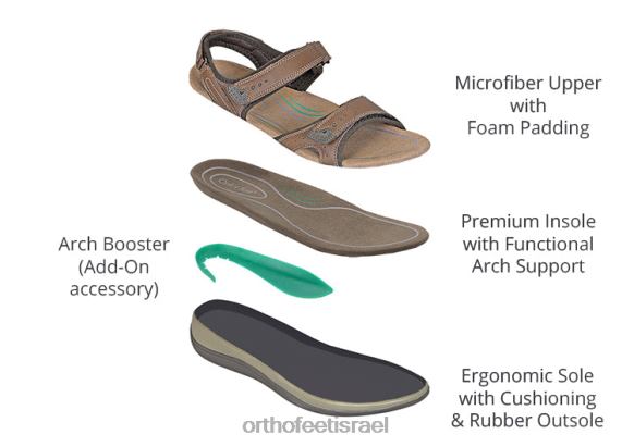 נשים סנדלים Orthofeet רצועה דו כיוונית של malibu 444FP19 חום