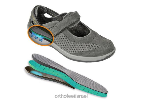 נשים נעלי קז'ואל Orthofeet רצועת עקב sanibel 444FP108 אפור זית