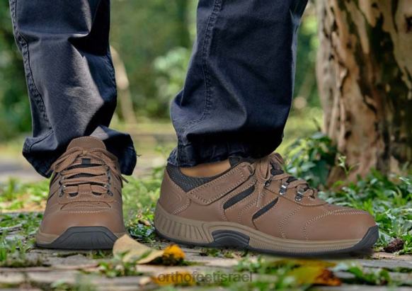 גברים נעלי ספורט Orthofeet shreveport ללא עניבה 444FP148 חום